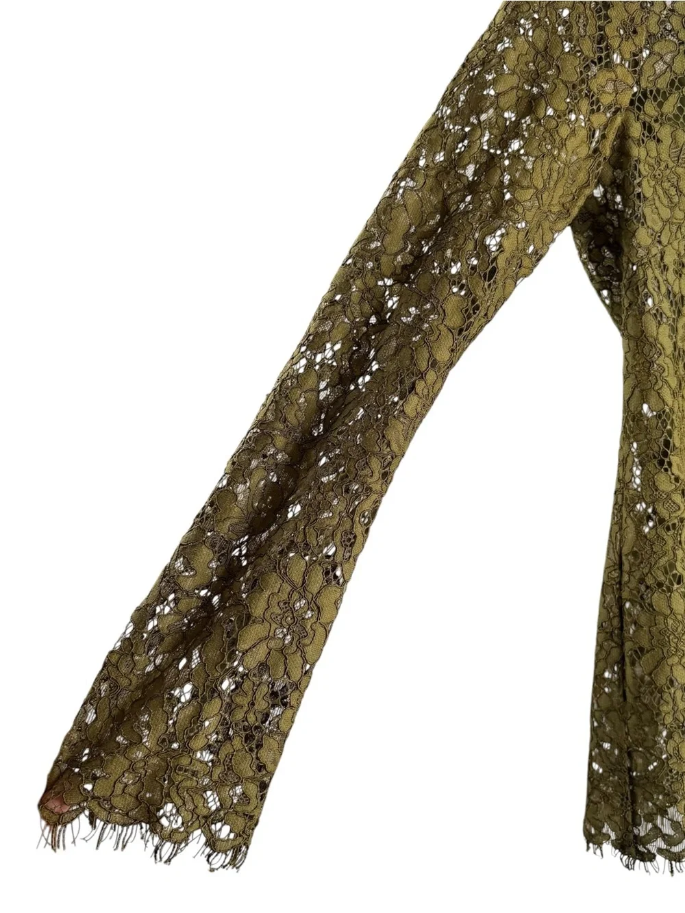 J CREW Lace Long-Sleeve Top in Olive Green
